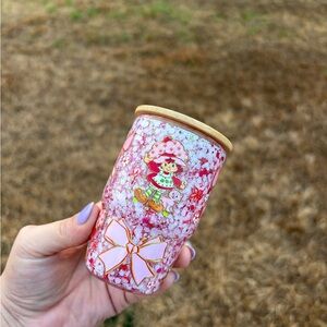 3oz Strawberry Shortcake glass with Pink Bow